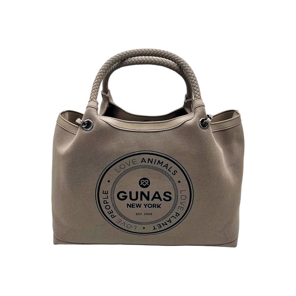 Gunas New York Canvas Double Handle Tote w/ Pouch Ruth Latte